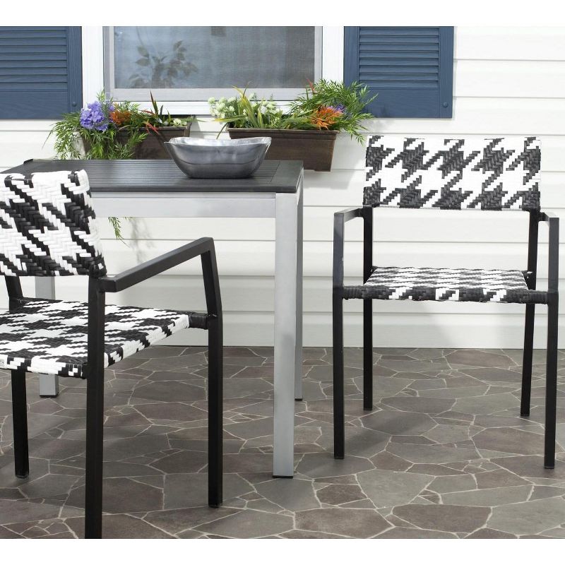 Halden Stackable Arm Chair (Set Of 2) - White/Black - Safavieh., 2 of 7