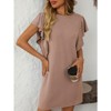 Coolmee Women's Crew Neck Flounce Cap Sleeve Casual Basic Loose Summer Mini Dresses - 3 of 4