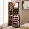 Tangkula 64" Jewelry Organizer Lockable Jewelry Cabinet Armoire w/ Mirror & LED Lights - 2 of 4