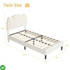 Twin Size Bed Frame Velvet Upholstered Bed Frame w/ RGB LED Lights Height-Adjustable Bear-Shaped Headboard - 2 of 4