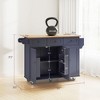 Aghana Digitals Mobile Kitchen Cart with Drop Leaf, Rubberwood Top, Charging Station, Adjustable - 2 of 4