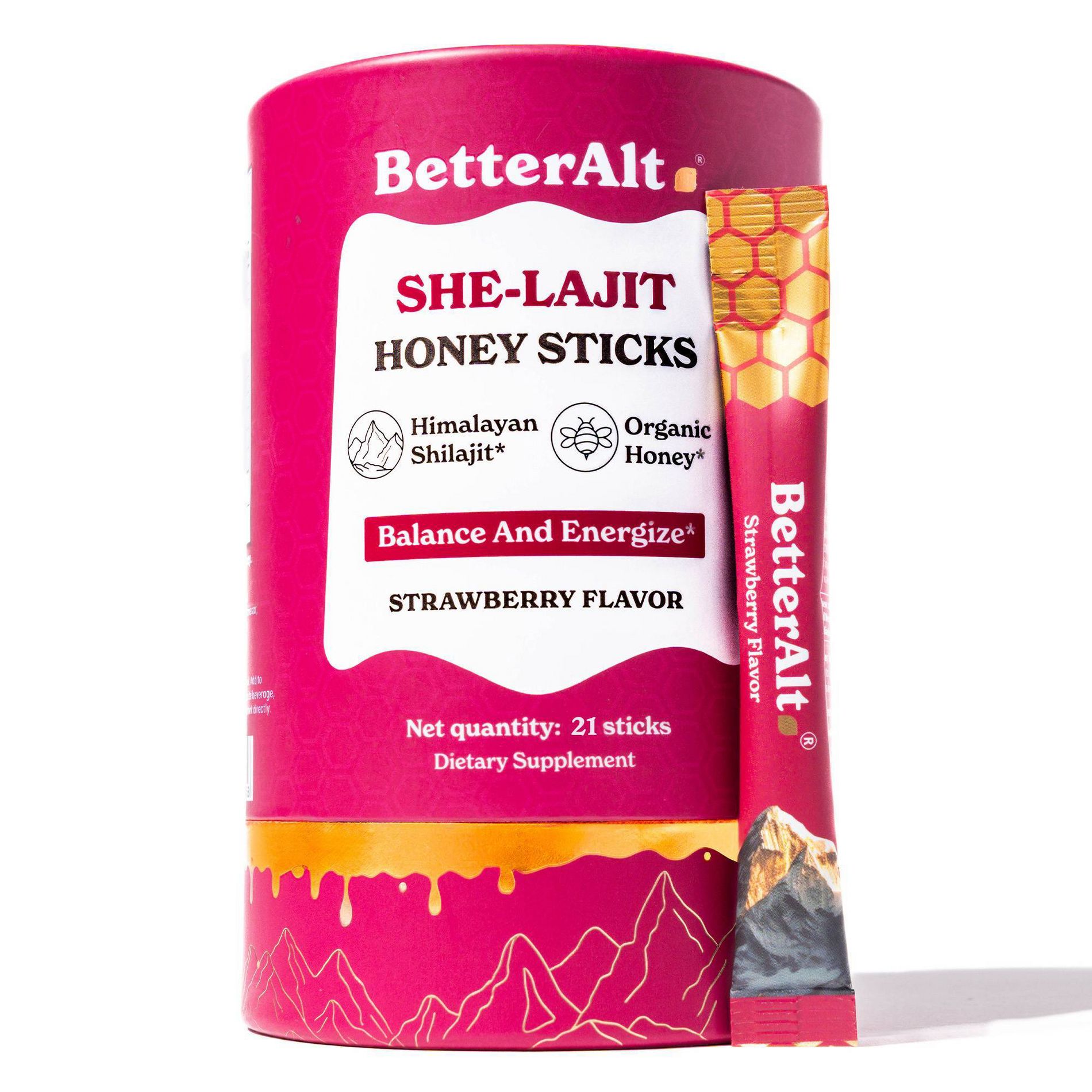 Better Alt She-Lajit Honey Sticks for Women - Himalayan Shilajit - Energy & Wellness Honey Pack - 21ct