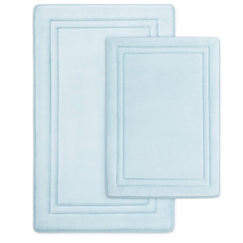 2pc Quick Drying Memory Foam Bath Mat Light Blue Microdry Target