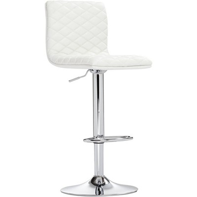 LumiSource Caviar Chrome and White Adjustable Swivel Bar Stool