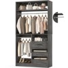 Aheaplus 36'' W Freestanding Walk-in Closet Organizer System with 2 Hanging Rods and 3 Wood Drawers - 2 of 4