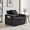 TiramisuBest 3-in-1 Convertible Sleeper Chair Bed, Pull Out Sofa Bed with USB Ports & Cup Holder, Adjustable Backrest, Beige Velvet for Small Spaces - 2 of 4