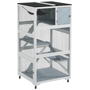 Resenkos Cat Cage, Cat Crate Kennel Enclosure Playpen,Catio, Outdoor Cat Enclosure House on Wheels with Hammock, Gray - 1 of 4