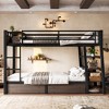 Metal Bunk Bed with Storage Shelves , LED light strip, and USB power strip, black - 4 of 4