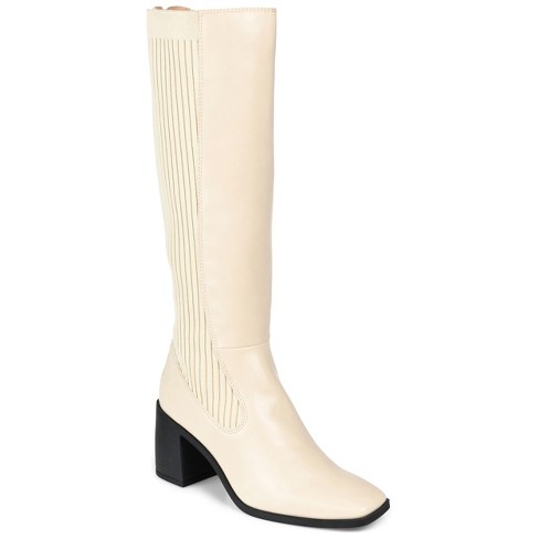 Stacked heel 2024 tall boots