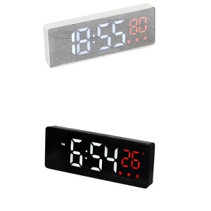 REGALWOVEN 2 Pcs Plastic Digital Corded Adjustable Accurate Dimmable Electric Alarm Clock 6.3 x 2.4 x 1 inch - 1 of 4