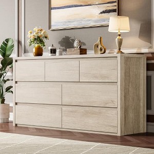 7 Drawer Dresser for Bedroom, Wide Wood Chest of Drawers Handle Free, Large Modern Dresser Storage Cabinet - 1 of 4