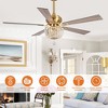 Parrot Uncle 52" Antique Brass Modern Crystal Ceiling Fan with Lights and Remote Control - 2 of 4