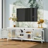 71 Inch Antique TV Stand with Glass Doors, Solid Wood Frame, Metal Handles, Storage Cabinets, Entertainment Console Cabinet for Living Room - 2 of 4