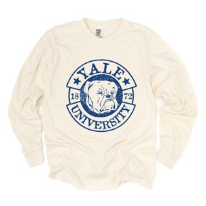 Yale University Bulldog Circle - Women's Garment Dyed Long Sleeve Graphic T-Shirt - 1 of 4