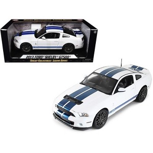 2013 Ford Shelby Cobra GT500 SVT White with Blue Stripes 1/18