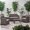 Christopher Knight Home Beihoffer Outdoor Polypropylene Wicker 4 Seater Chat Set with Cushions - 2 of 4