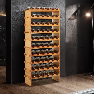 GustoWave Freestanding Wine Racks, Wine Holder Stand for Kitchen, Living Room, Natural