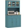 Okak Farmhouse Storage Kitchen Pantry Cabinet with 6 Doors & Microwave Stand,Accent Hutch Cabinet Bookcase for Living Room,Kitchen - 3 of 4
