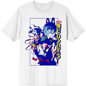 My Hero Academia Anime Cartoon Character Collage Mens White Shirt - 1 of 2