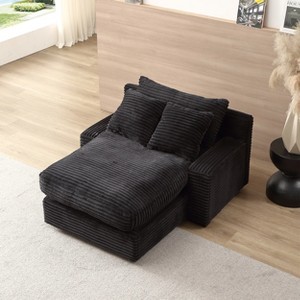 VASIP Modern Beige Sleeper Sofa Bed - Luxury Corduroy Upholstery Couch with Chaise | Convertible Daybed for Living Room - 1 of 4