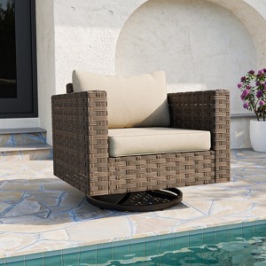 EAGLE PEAK Swivel Rocker Patio Chair, Wide-Woven Wicker Swivel Glider ...