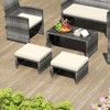Tangkula 2 Pieces Patio PE Rattan Ottomans with Soft Zippered Cushions for Deck Frame - 3 of 4