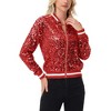 Anna-Kaci Women's Sequin Bomber Jacket with Ribbed Trim and Front Zipper Closure - 2 of 4