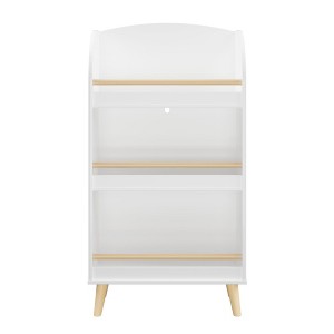 Gulches 37 Inches Tall White MDF and Pine Wood 3 Shelf Kids Bookcase with Toy Storage Cabinet Organizer - 1 of 4
