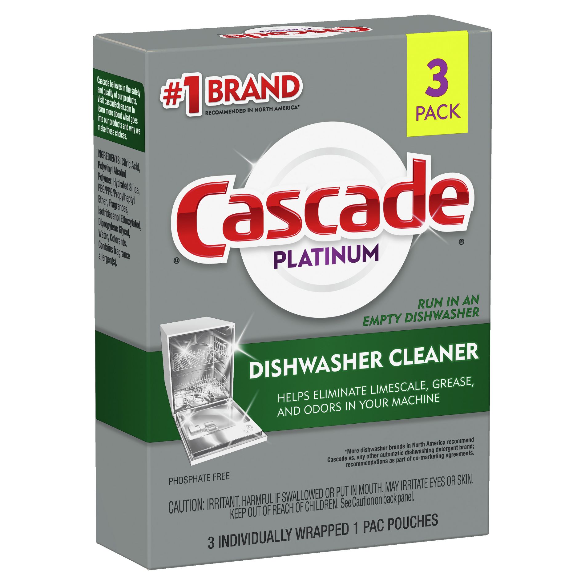 Cascade Platinum Dishwasher Cleaner - 3ct