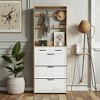 Mshliw Tall Wooden Shoe Cabinet with 3 Flip Doors 2 Drawers and Coat Hooks Freestanding Narrow Entryway Shoe Storage Organizer - 2 of 4