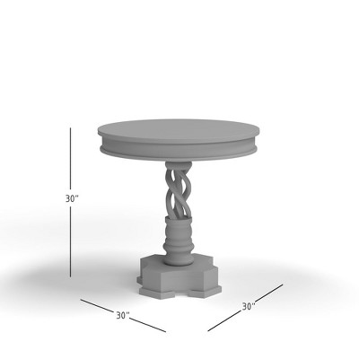 Traditional Round Wood and Stone Accent Table, 30" Brown