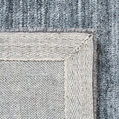 Gray Hand-Knotted Wool and Viscose Runner Rug