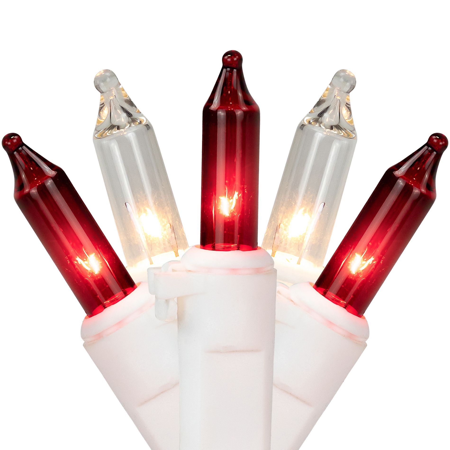 Northlight Mini Incandescent Christmas Lights - Red and Clear - 7' White Wire - 35ct