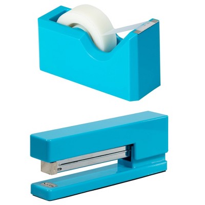 JAM Paper Stapler & Tape Dispenser Desk Set Blue