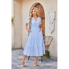 Womens Pleated Dress Cotton Tiered Breathable Dress for Summer Lightweight Short Sleeve V Neck Maxi Dresses Elastic Waist Boho Dress - 3 of 4