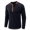 Men's Classic Crew Neck Long Sleeve Button T-Shirt Soft Breathable Fall Top - 3 of 4