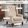 Wingback Accent Chair for Living Room, Button-Tufted Lounge Chair with Round Armrests and Wood Legs - 4 of 4