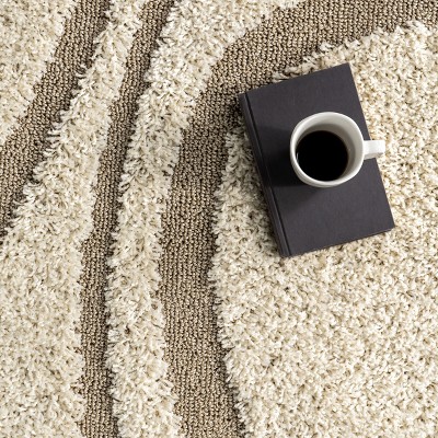 Carolyn Off-White Abstract Shag 5' x 8' Area Rug