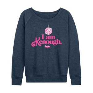 Women's - Barbie - I Am Kenough Disco Ball Lightweight French Terry Wide Neck Long Sleeve Shirt - 1 of 4