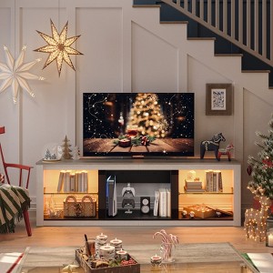 Bestier TV Stand Modern Entertainment Center for TVs up to 75" with LED Light and Storage Shelves - 1 of 4
