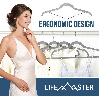 Gray Velvet Non-Slip Hangers with 360° Swivel Hook, 20 Pieces