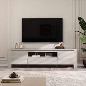 TV Stand with Doors and Cabinet, Farmhouse Entertainment Center - 1 of 4