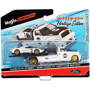 2021 Ford GT #98 Heritage Edition with Flatbed Truck White and Black "Elite Transport" Series 1/64 Diecast Model Cars by Maisto - 1 of 3