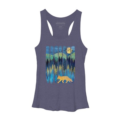 Women's Design By Humans Fox Forest Night By Maryedenoa Racerback Tank Top
