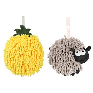 REGALWOVEN 2 Pcs Cute Comfortable Soft Absorbent Chenille Ball Fuzzy Hand Towel - 1 of 4