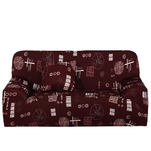 PiccoCasa Household Polyester Stretch Slipcover with One Pillowcase Coffee White - 1 of 4