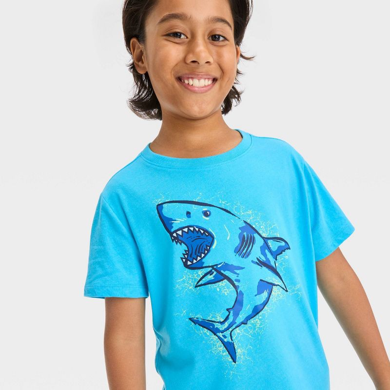 Boys' Short Sleeve Shark Graphic T-Shirt - Cat & Jack™ Blue, 3 of 5