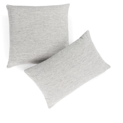 Shadow Pinstripe French Linen Square Throw Pillow
