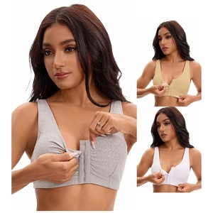 INSPIRE CHIC Women's Front Closure Adjustable Strap Wirefree Full Coverage Soft Workout Bras 3 Packs - 1 of 4