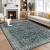 Faux Wool Vintage Distressed Floral Printed Area Rug  Ultra Thin Machine Washable Non Slip Stain Resistant Non Shedding Pet Friendly Floor Rug - 3 of 4